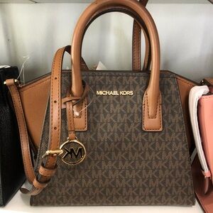 Michael Kors Brown Satchel with Signature Monogram
